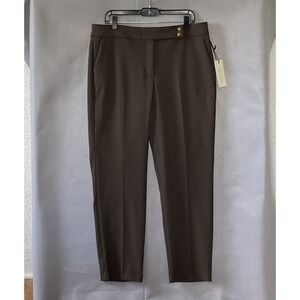 Rachel Zoe Brown High Rise Straight Leg Pants Womens 14 Minimalist Classic NWT
